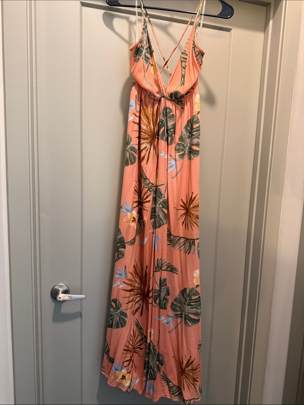 By Together Coral Peach Tropical Print Maxi Dress